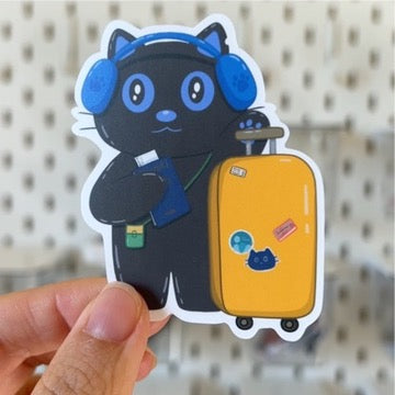 Tomo Travel Series - Onboarding/ Ready to Go - Funny Black Cat MATTE Sticker