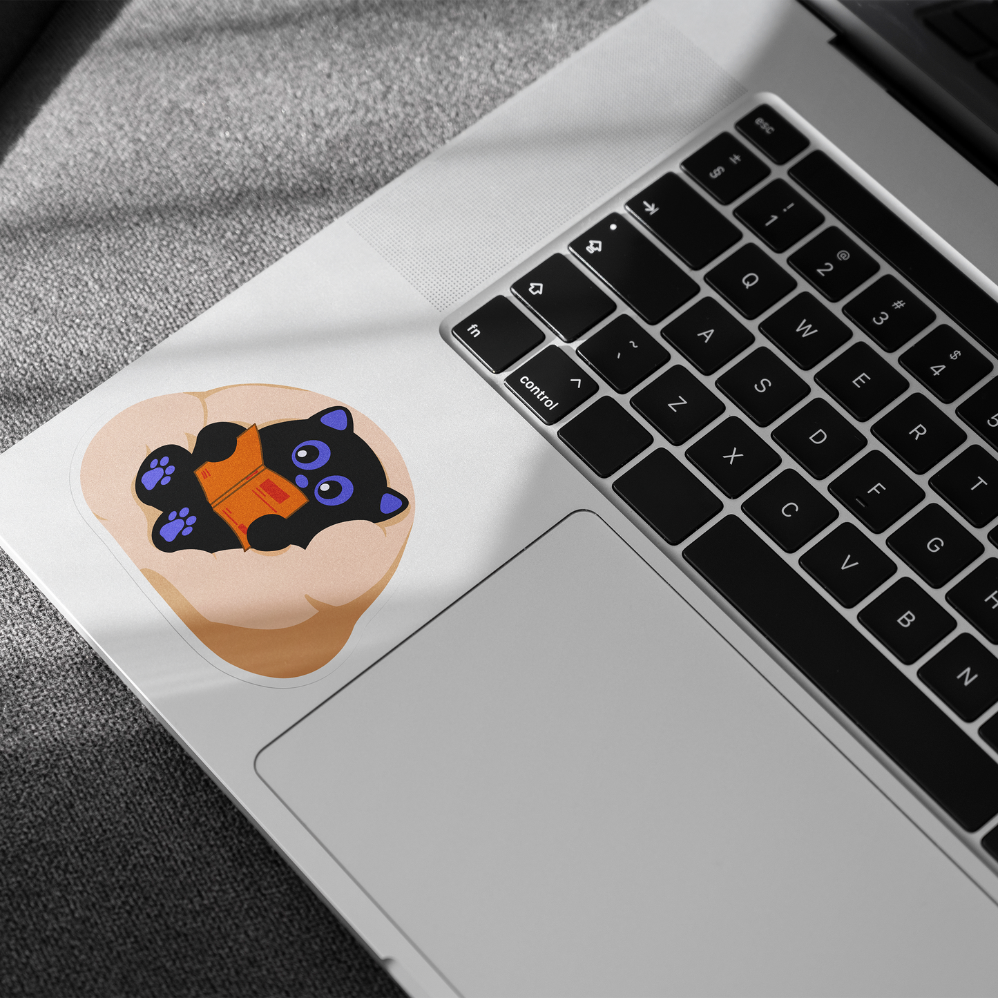 Tomo Cat - Cozy Black Cat Sticker β Cute Bean Bag Cat with Reading or Gaming Design Options - Black Cat Sticker