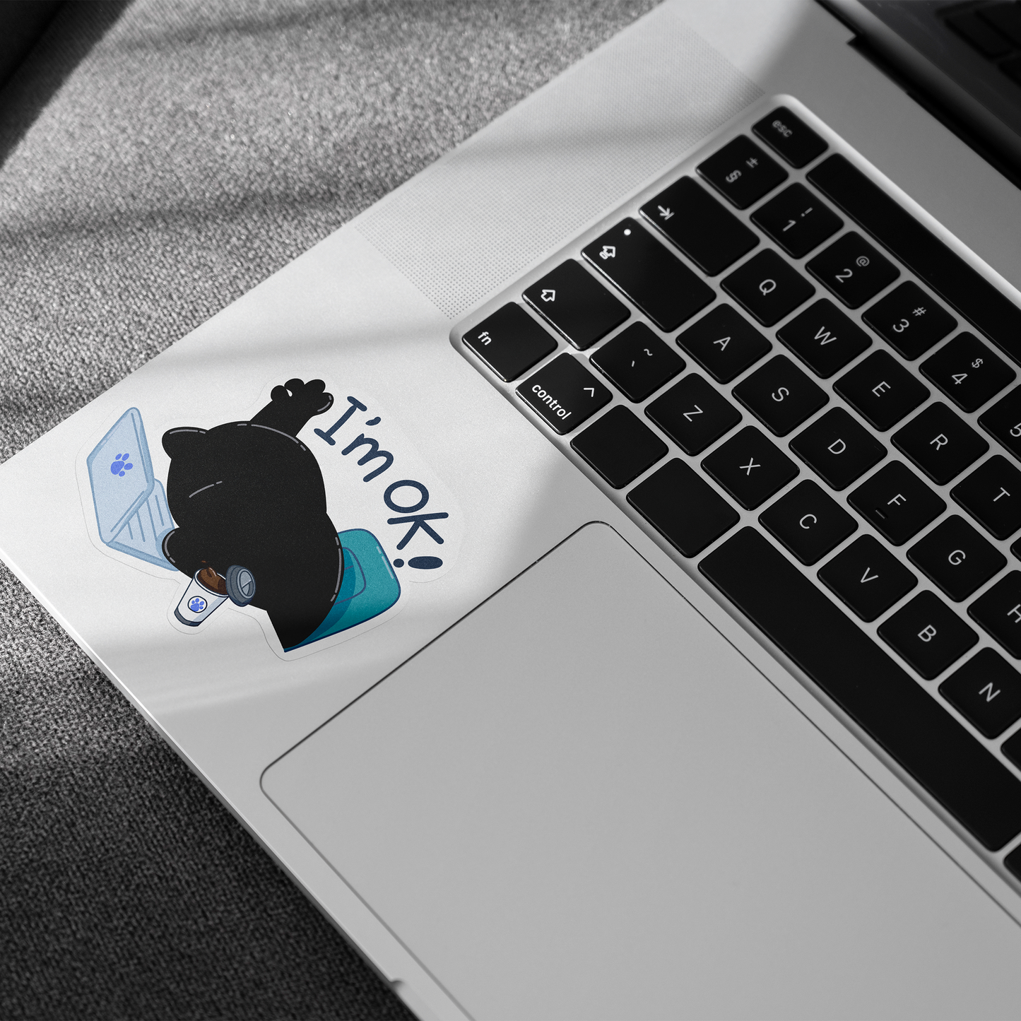 Tomo Cat - I am OK - Funny Black Cat Sticker