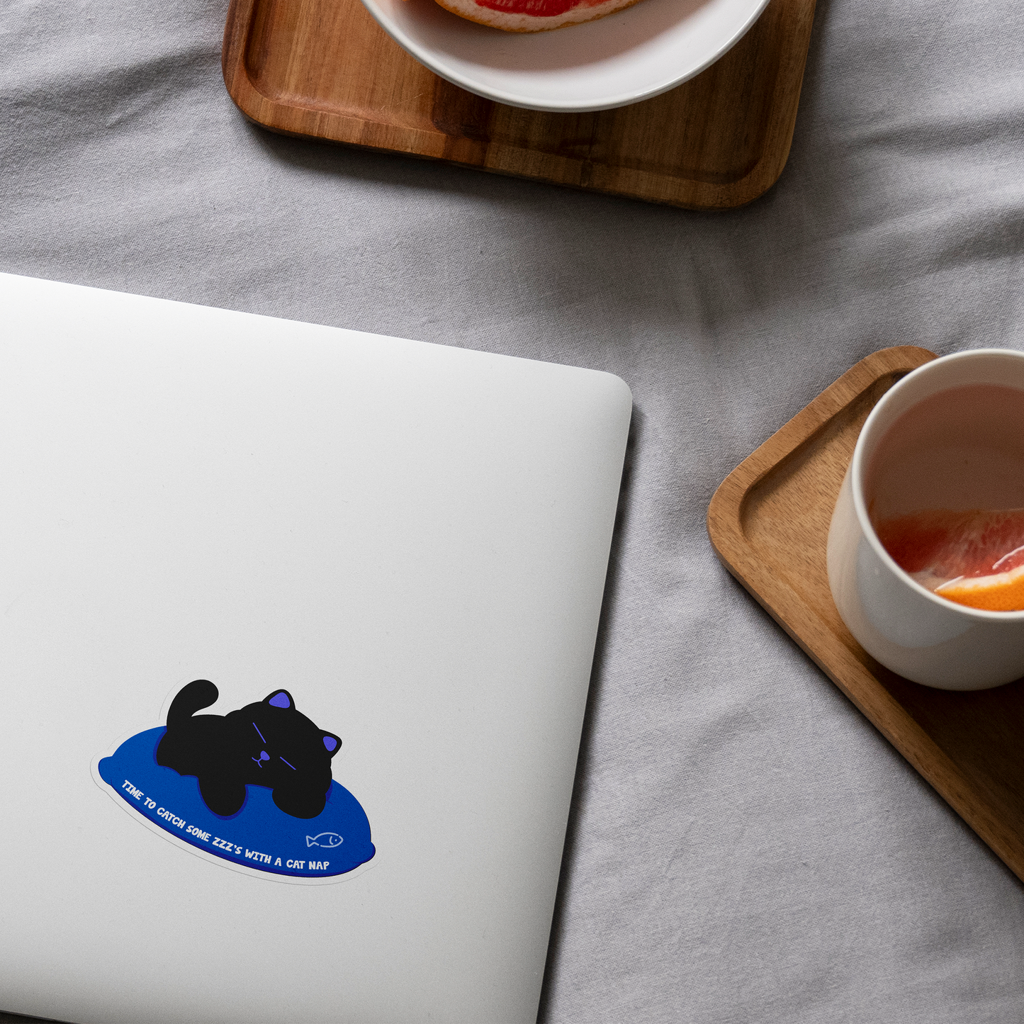 Tomo Cat - Sleeping Cat - Black Cat Sticker - Time to Catch Some ZZZ's with a Cat Nap