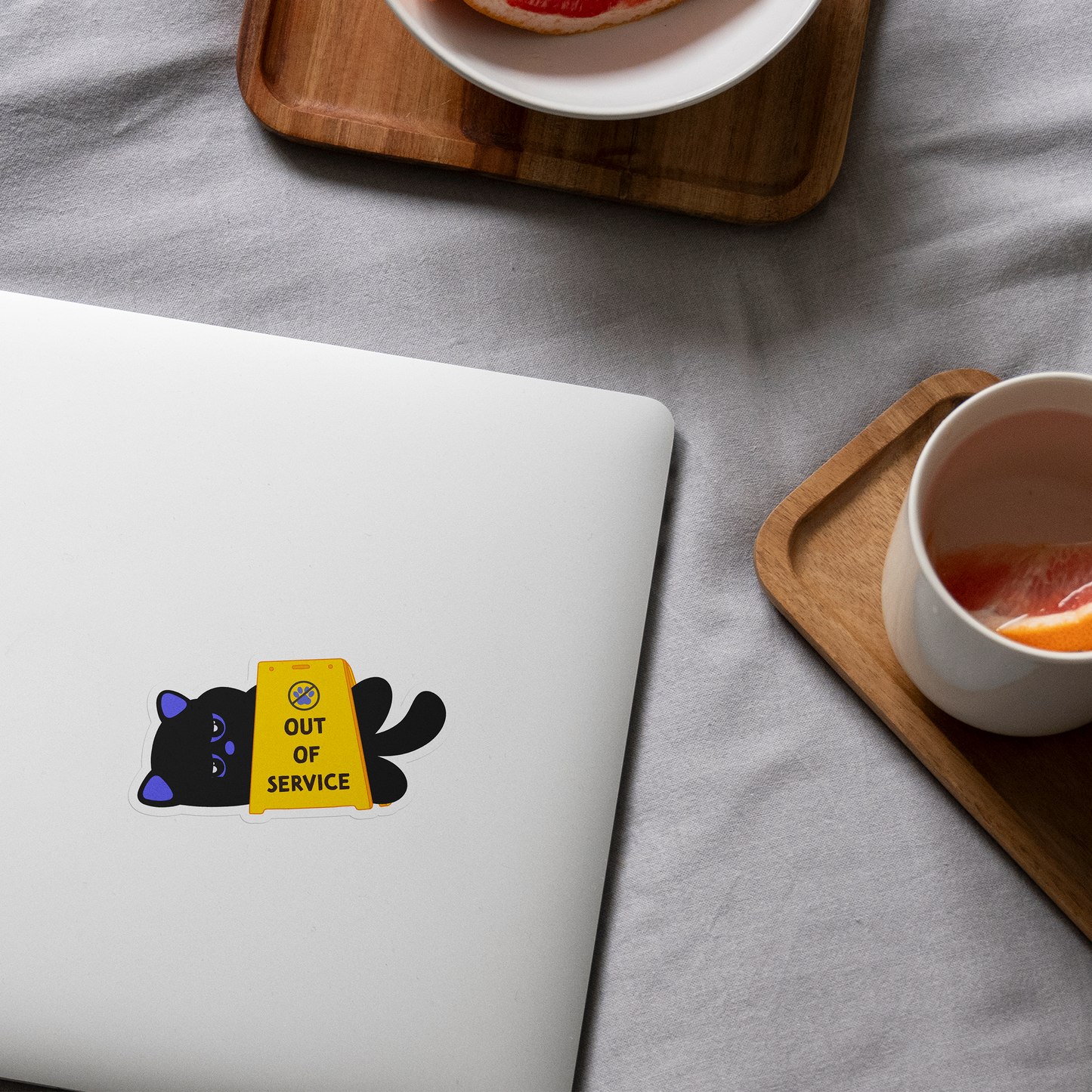 Tomo Cat - "Out of Service" Lazy Cat Sticker - Black Cat Sticker
