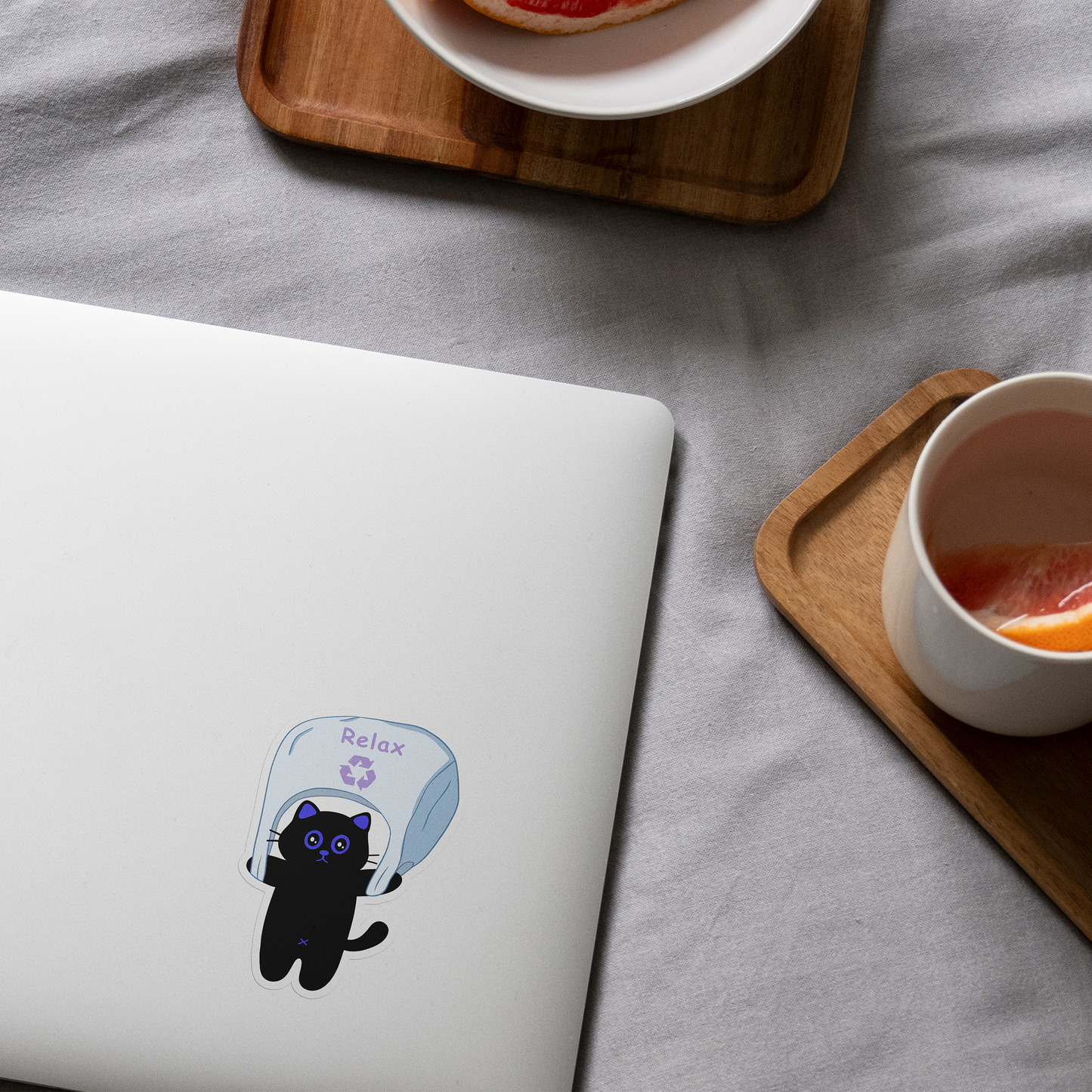 Tomo Cat - Relax Sticker - Black Cat Sticker