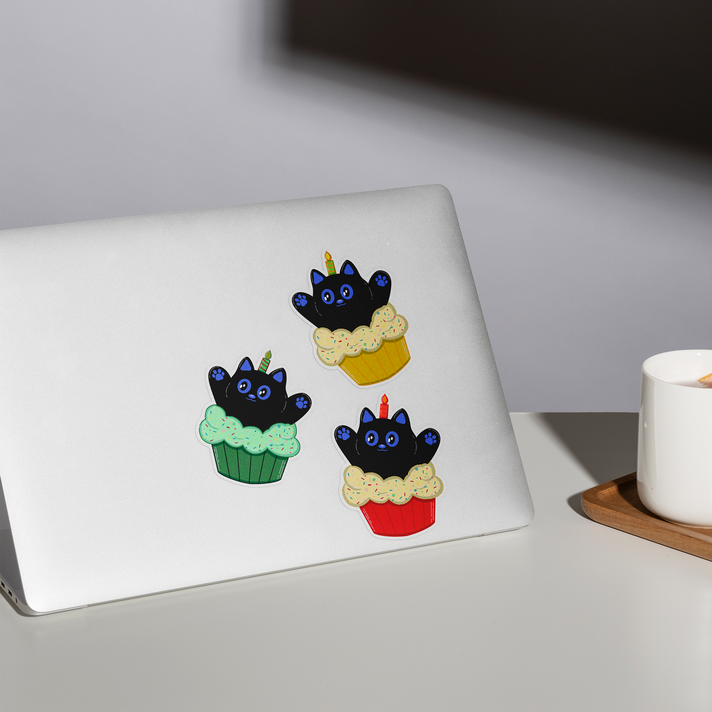 Tomo - Cupcake - Black Cat Character Sticker