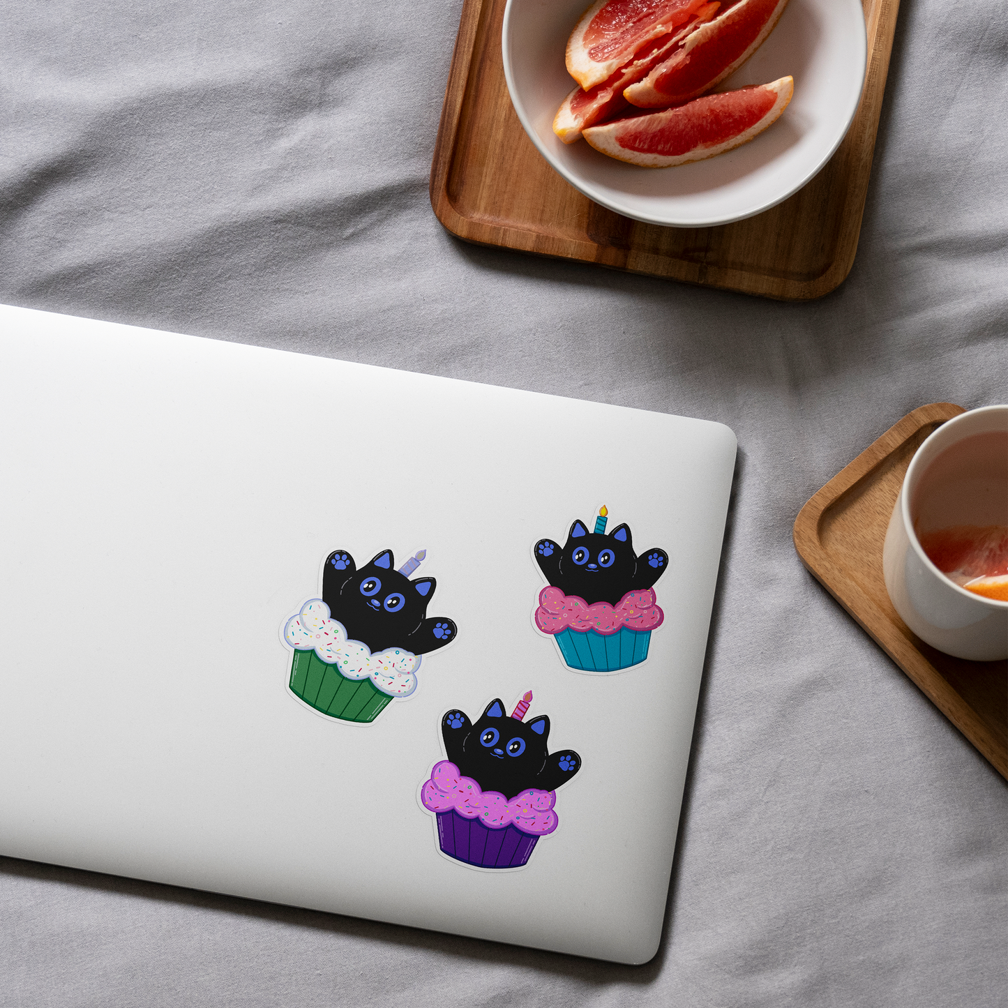 Tomo - Cupcake - Black Cat Character Sticker
