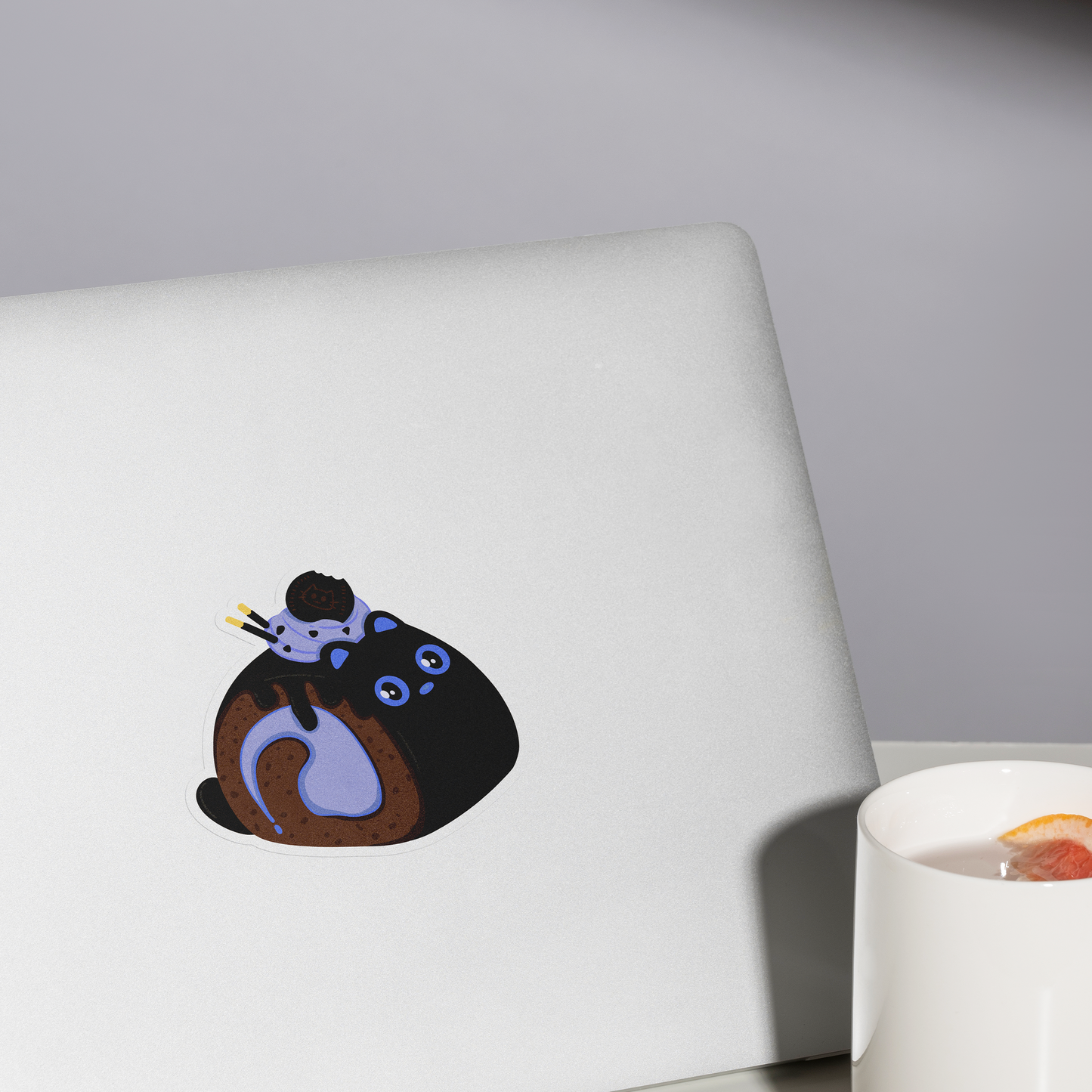 Tomo - Cat Cake Sticker - Black Cat Character Sticker