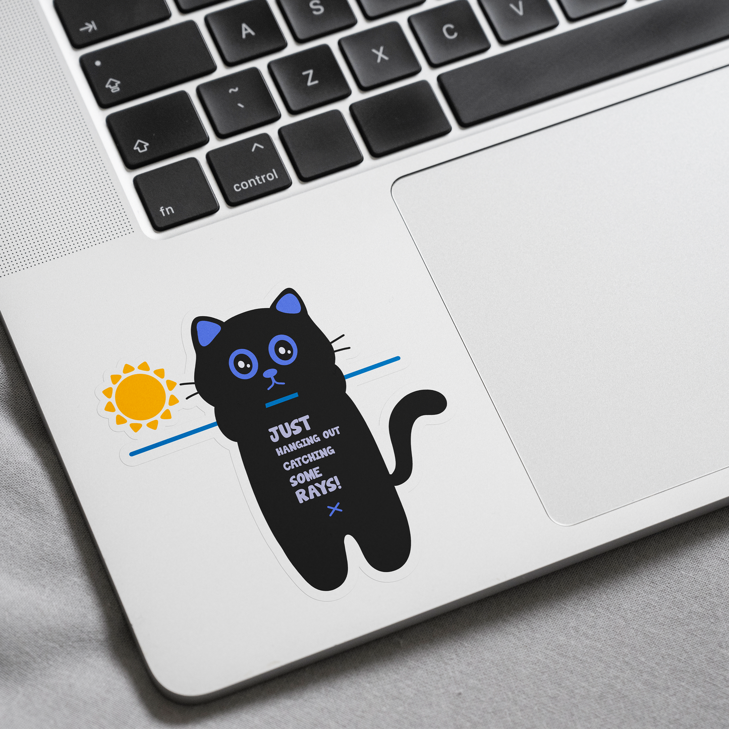Tomo Cat - Hanging Out, Catching Some Rays! - Funny Black Cat Sticker