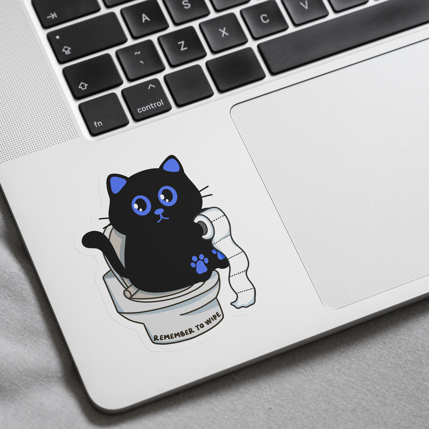 Tomo Cat - Remember to Wipe - Funny Black Cat Sticker