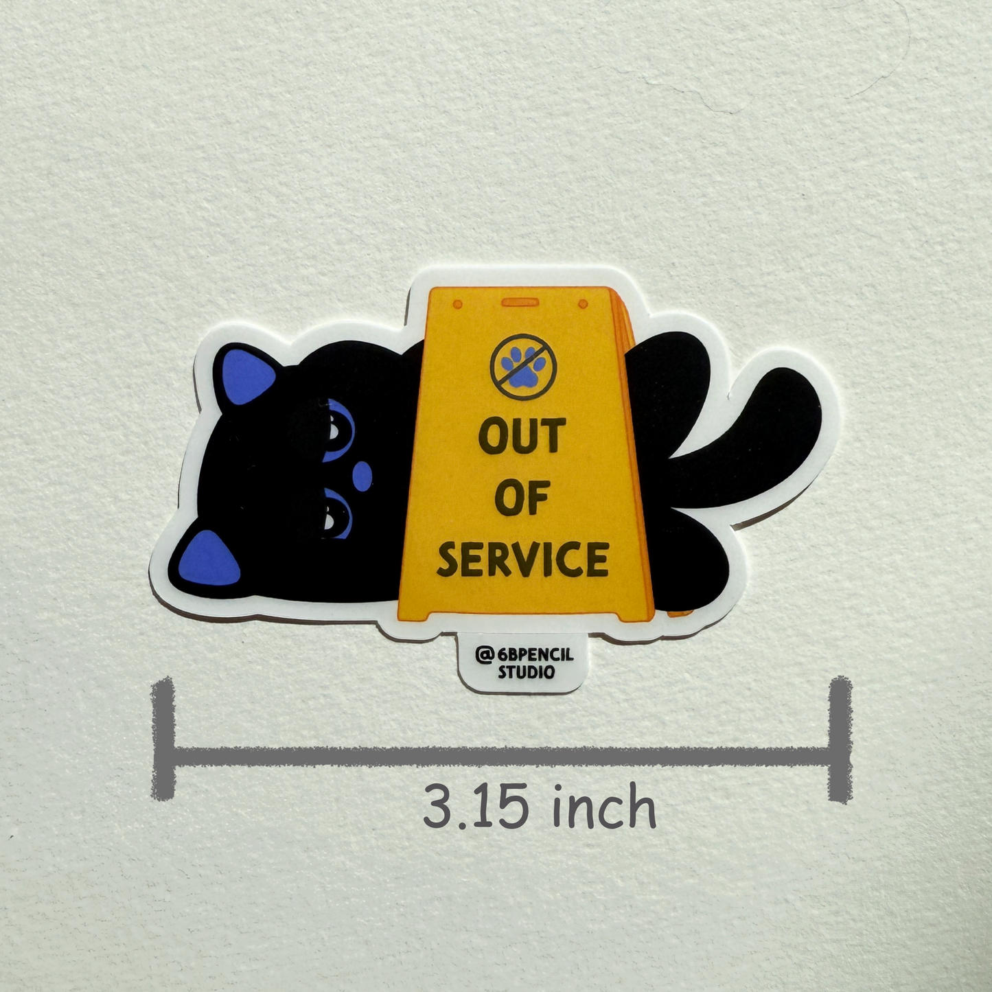 Tomo Cat - "Out of Service" Lazy Cat Sticker - Black Cat Sticker