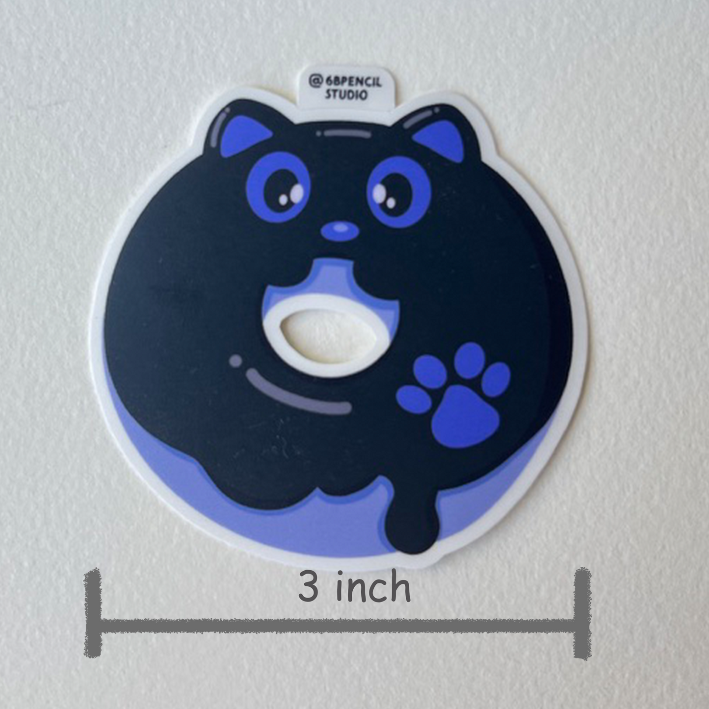 Tomo - Black Cat Donut Sticker - Black Cat Character Sticker