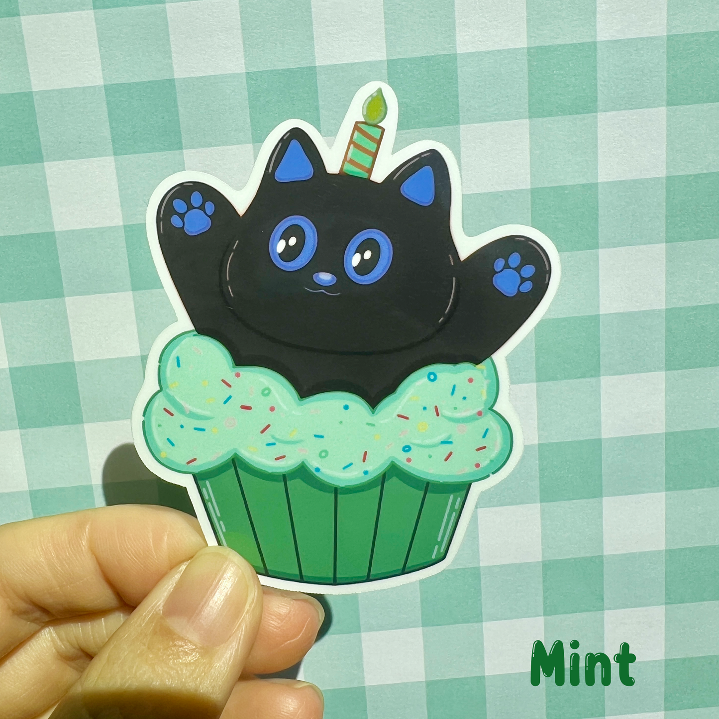 Tomo - Cupcake - Black Cat Character Sticker