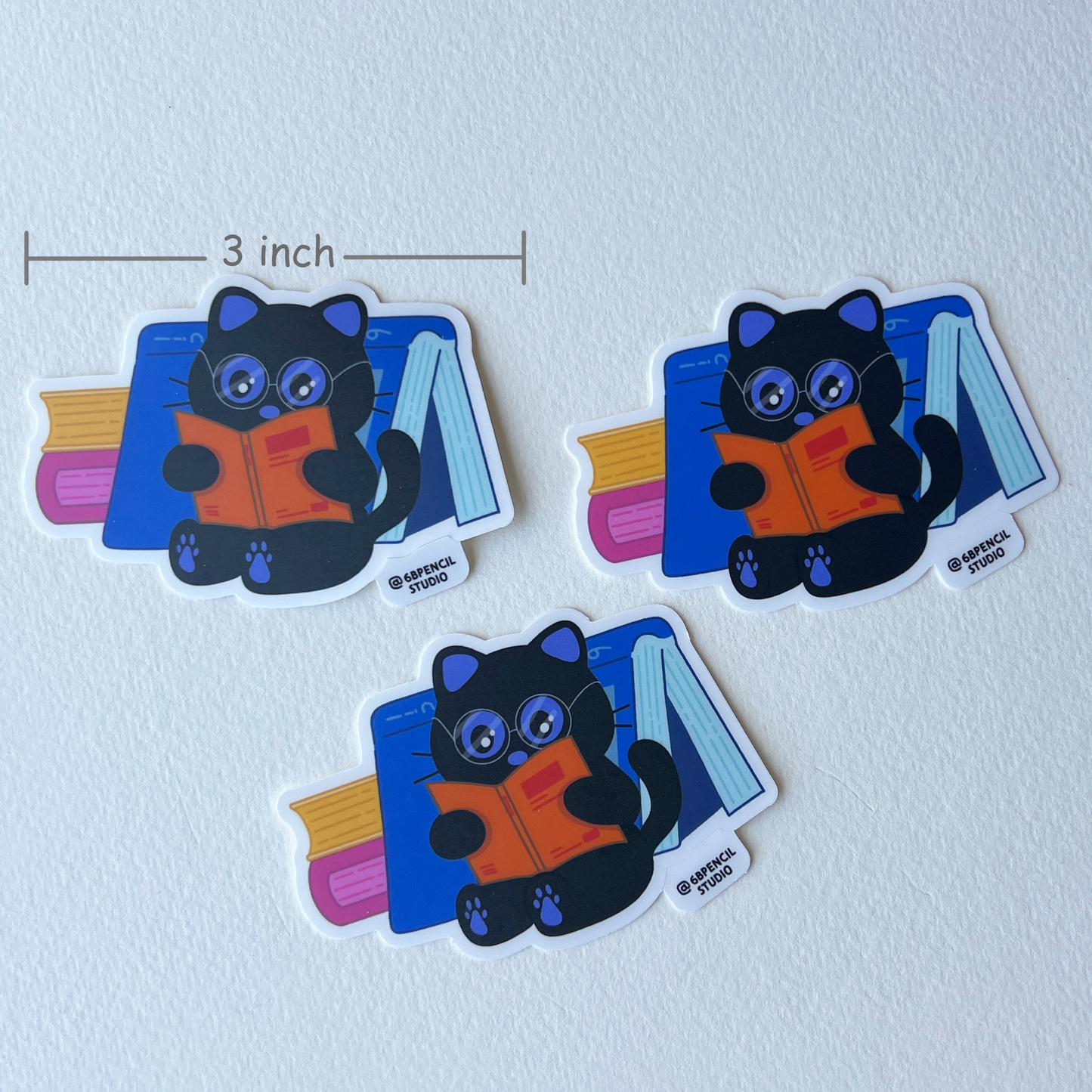 Tomo Cat - Cat Reading Book Sticker