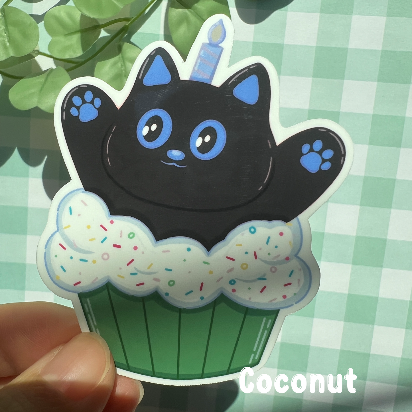 Tomo - Cupcake - Black Cat Character Sticker