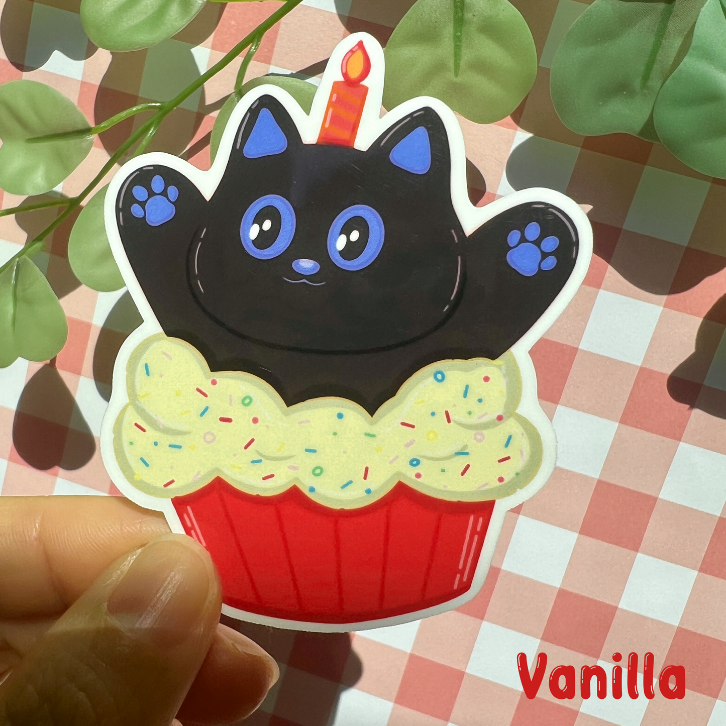 Tomo - Cupcake - Black Cat Character Sticker