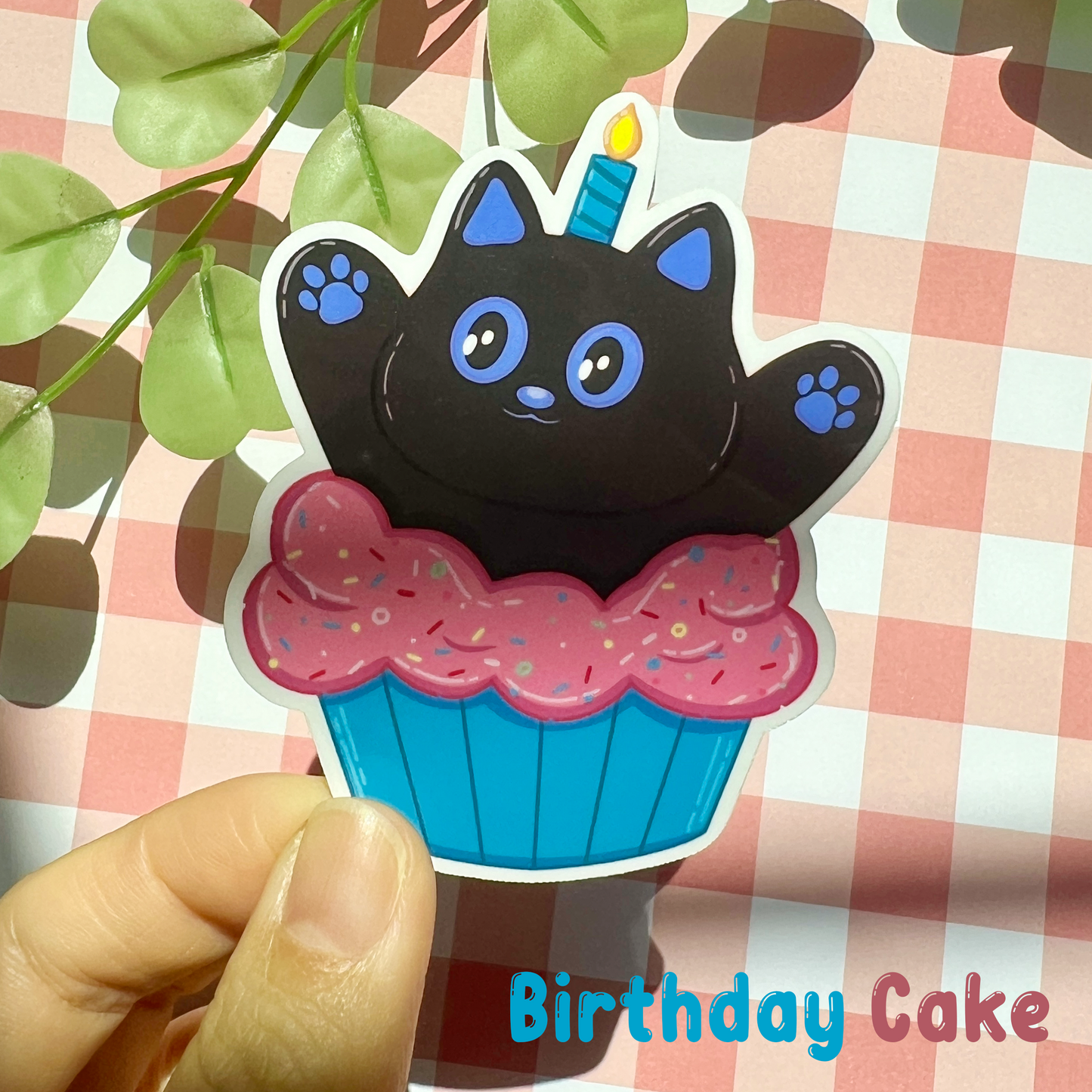 Tomo - Cupcake - Black Cat Character Sticker