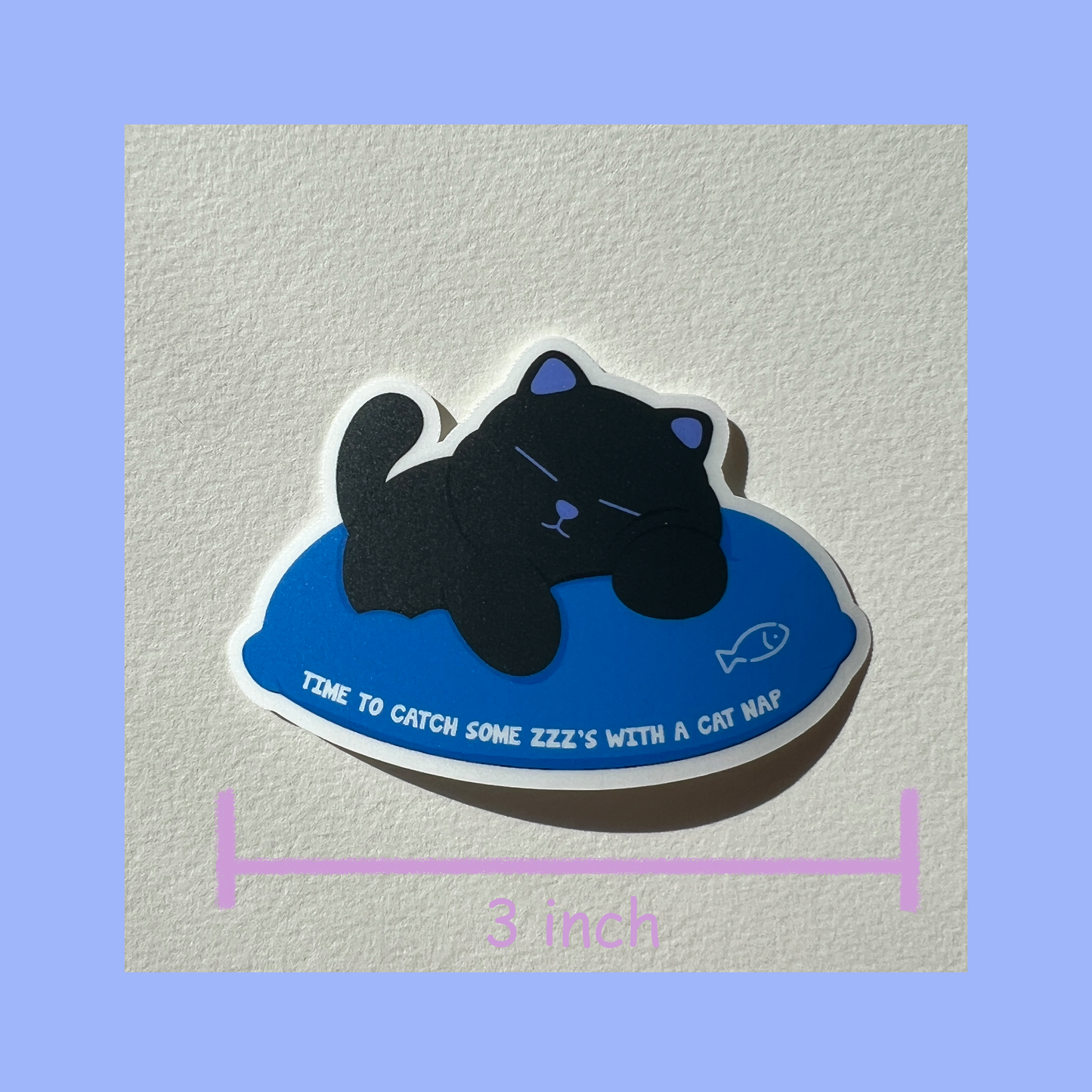 Tomo Cat - Sleeping Cat - Black Cat Sticker - Time to Catch Some ZZZ's with a Cat Nap