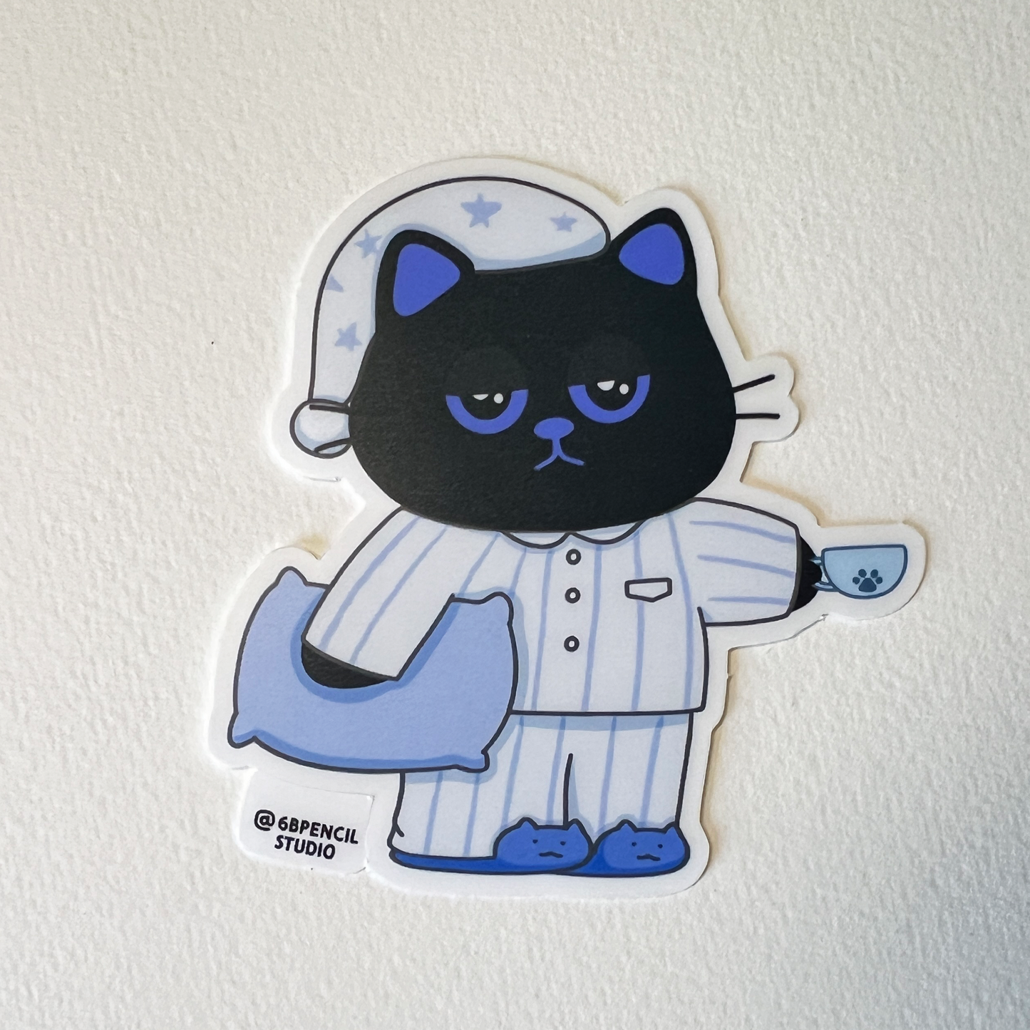 Tomo Cat - Sleepy Cat in Pajamas Sticker