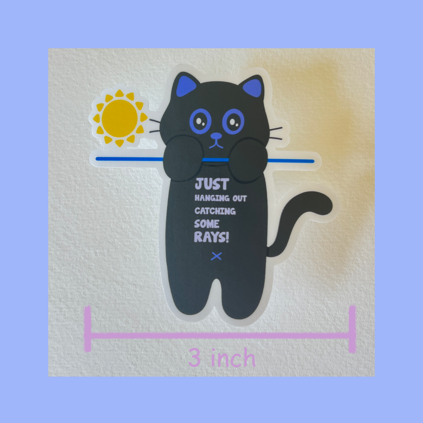 Tomo Cat - Hanging Out, Catching Some Rays! - Funny Black Cat Sticker
