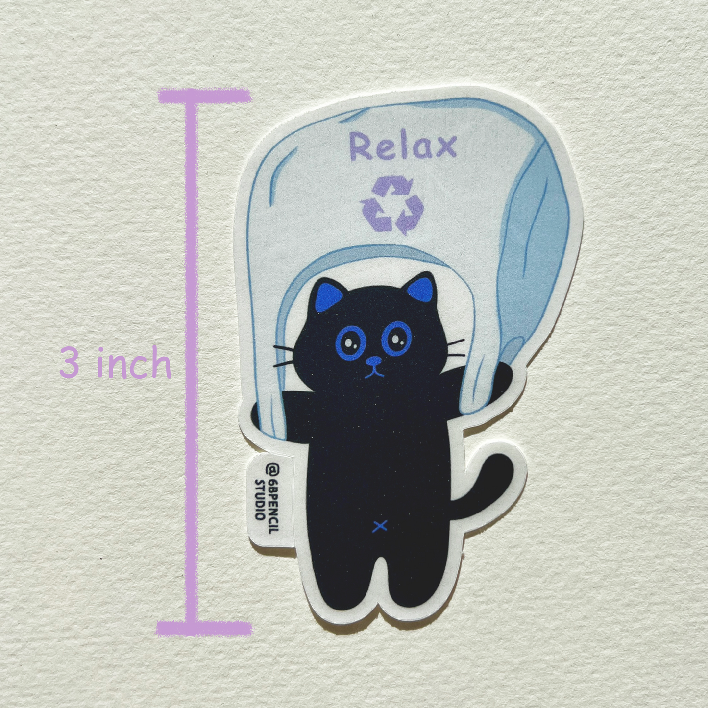 Tomo Cat - Relax Sticker - Black Cat Sticker