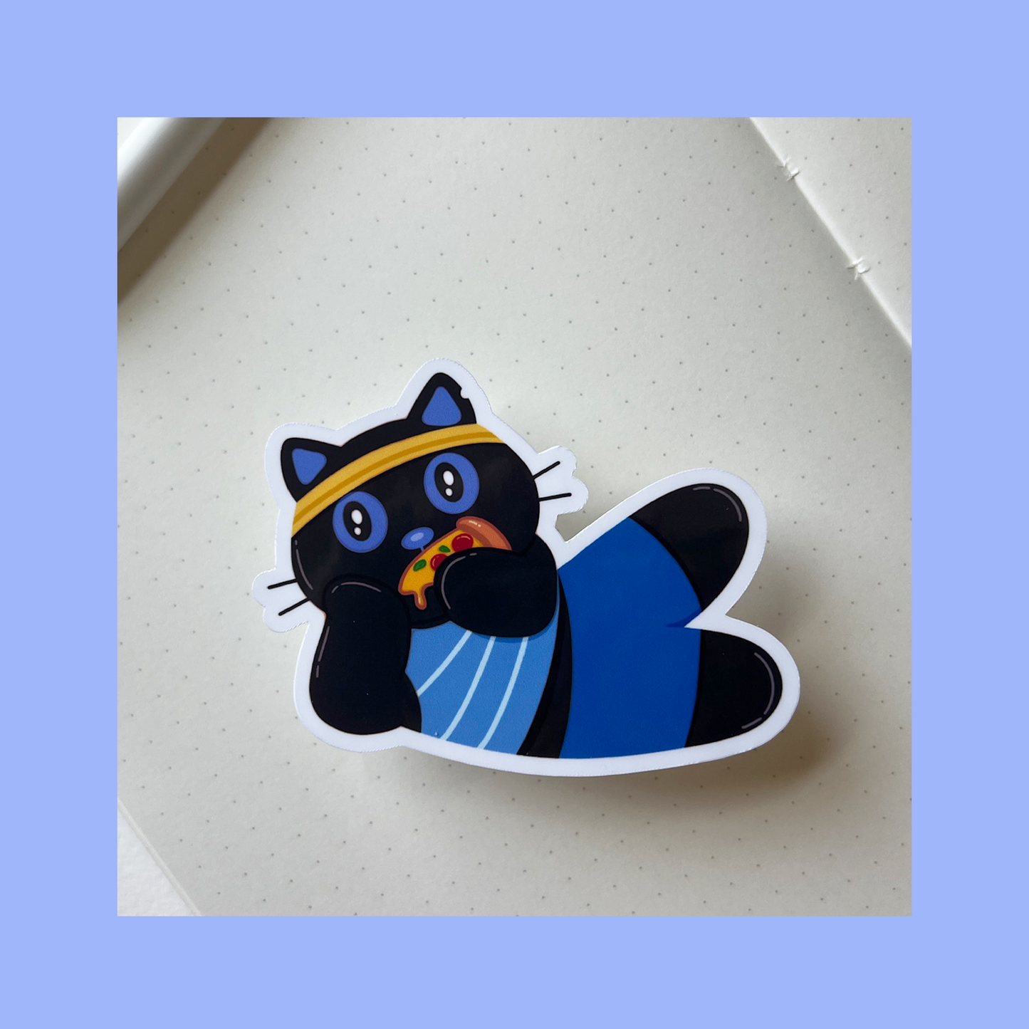 Tomo Cat - Cat's Pizza and Gym Time Sticker - Funny Black Cat Sticker