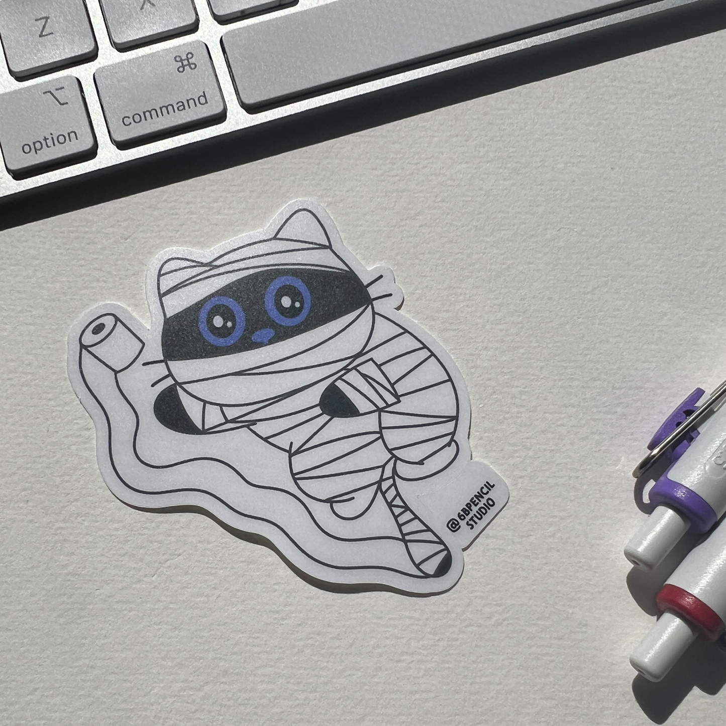 Tomo Cat - Mummy Cat Sticker - Halloween Sticker
