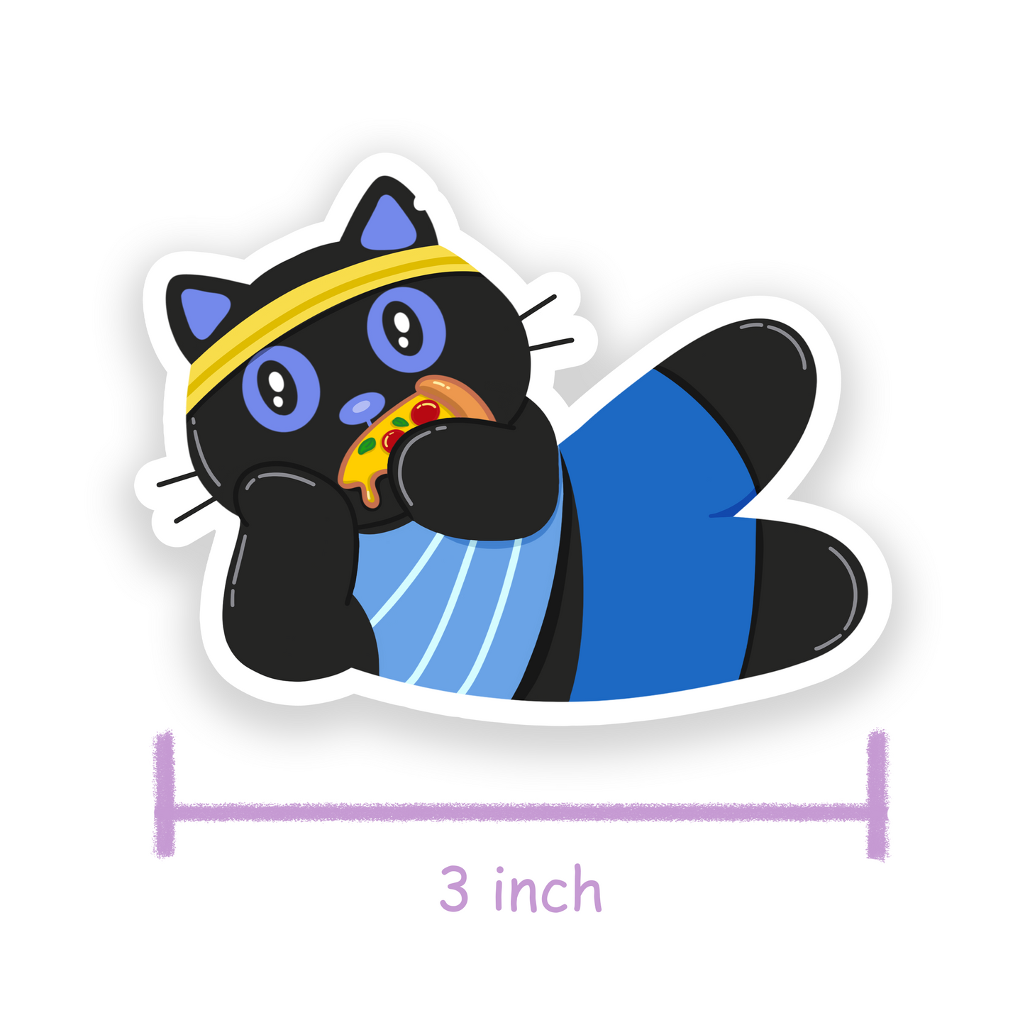 Tomo Cat - Cat's Pizza and Gym Time Sticker - Funny Black Cat Sticker