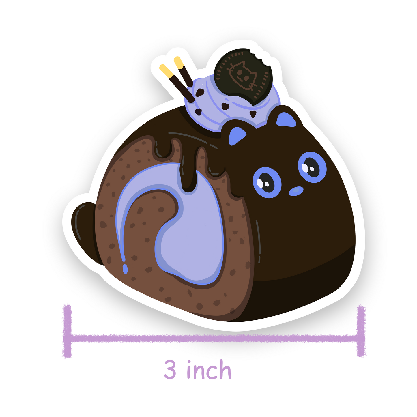 Tomo - Cat Cake Sticker - Black Cat Character Sticker