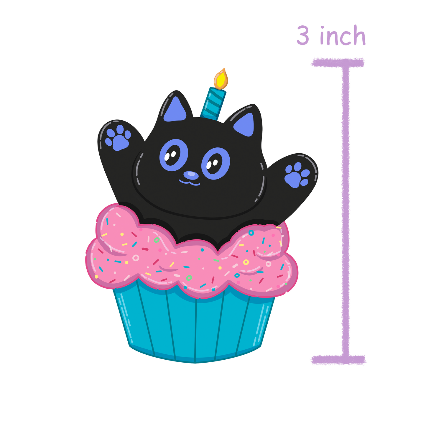 Tomo - Cupcake - Black Cat Character Sticker