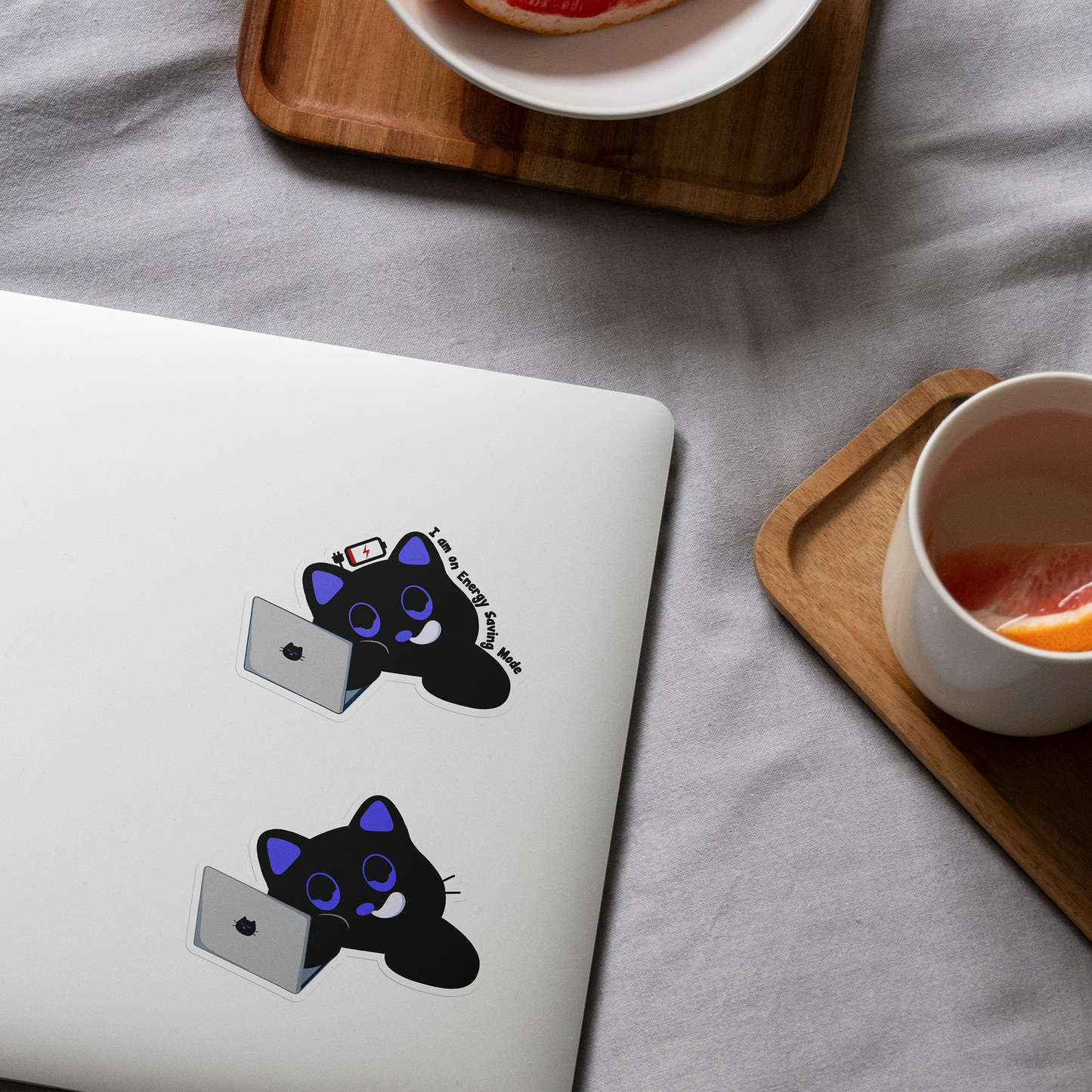 Tomo Cat - I am on Energy Saving Mode Sticker - Lazy Black Cat Sticker