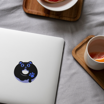 Tomo - Black Cat Donut Sticker - Black Cat Character Sticker