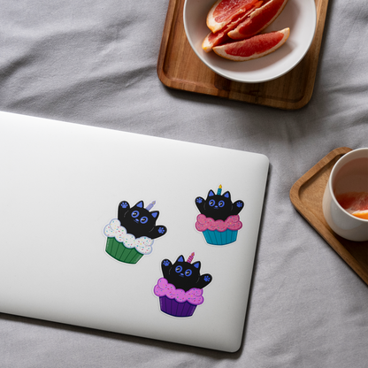 Tomo - Cupcake - Black Cat Character Sticker