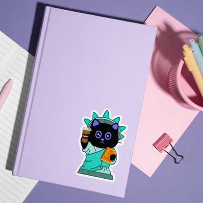 Tomo Cat - Statue of Liberty Cat Sticker - Coffee / Ice Cream & Donut Sticker