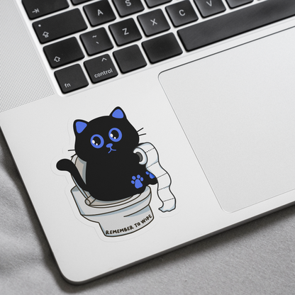 Tomo Cat - Remember to Wipe - Funny Black Cat Sticker