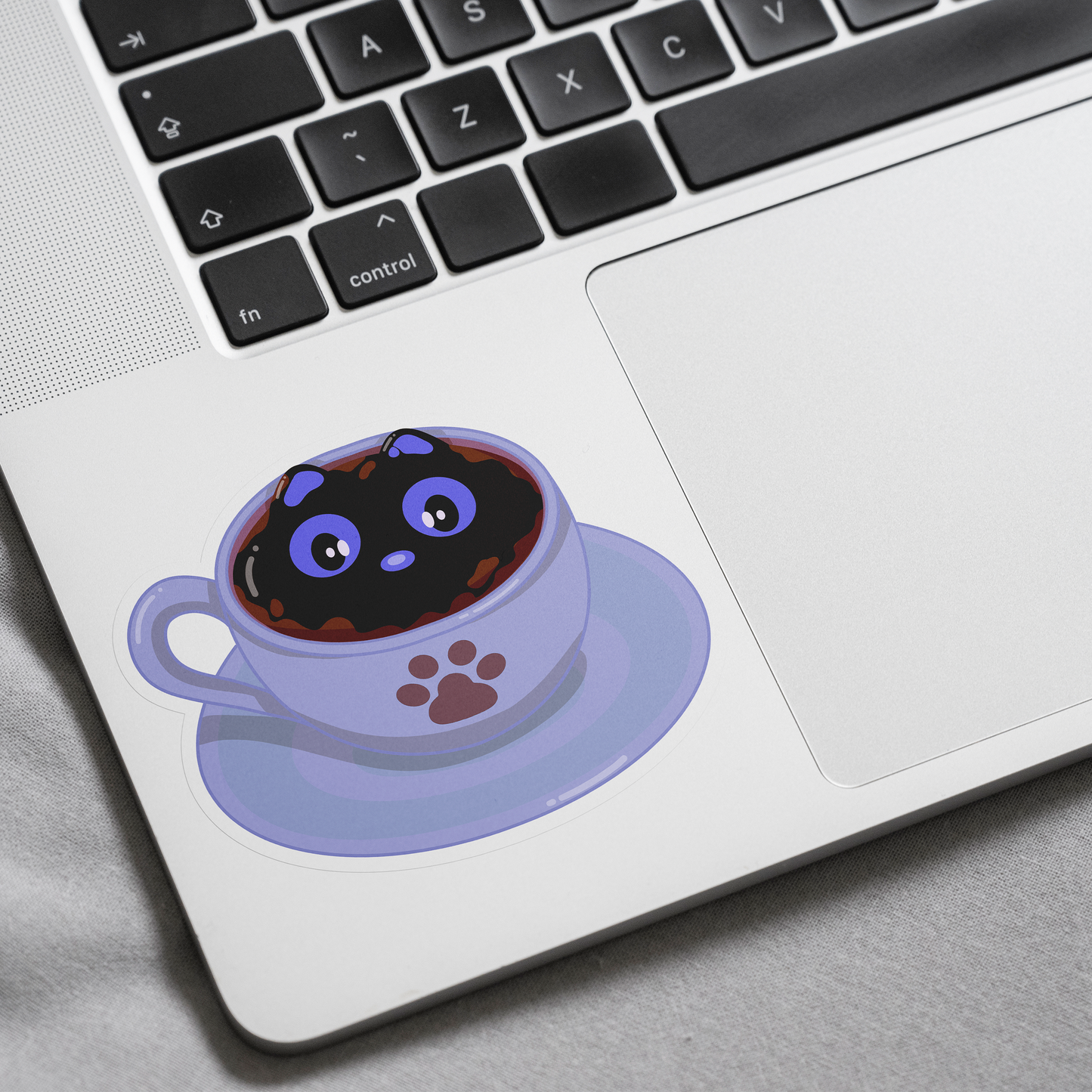 Tomo - Cute Black Cat in Coffee Cup Sticker