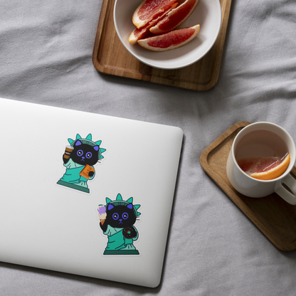 Tomo Cat - Statue of Liberty Cat Sticker - Coffee / Ice Cream & Donut Sticker
