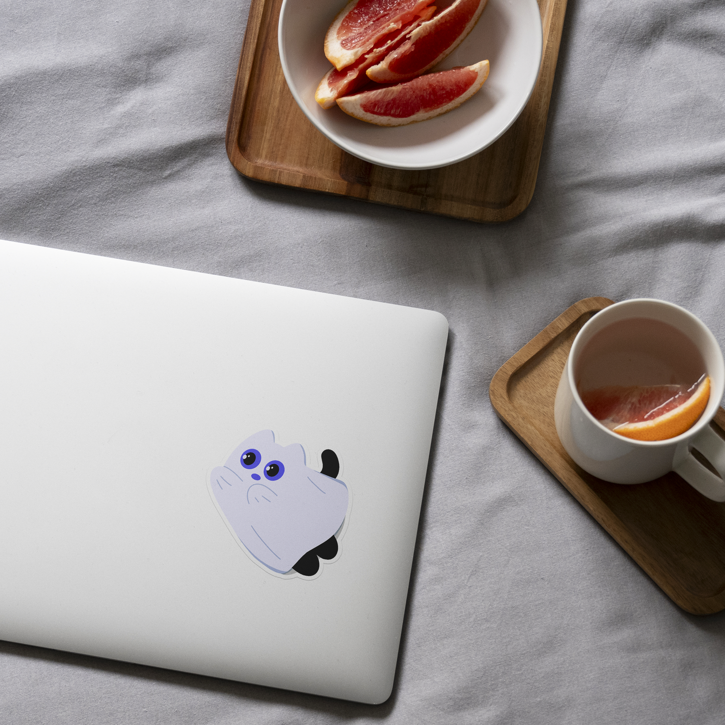Tomo Cat - Spooky Cute Ghost Cat Sticker - Halloween Sticker