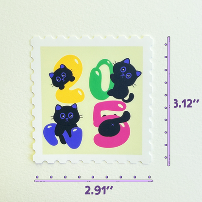Tomo Cat - 2025 Cat Stamp Stickers - Cute New Year Banner Sticker