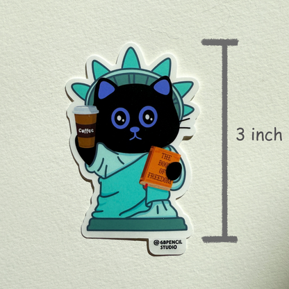 Tomo Cat - Statue of Liberty Cat Sticker - Coffee / Ice Cream & Donut Sticker