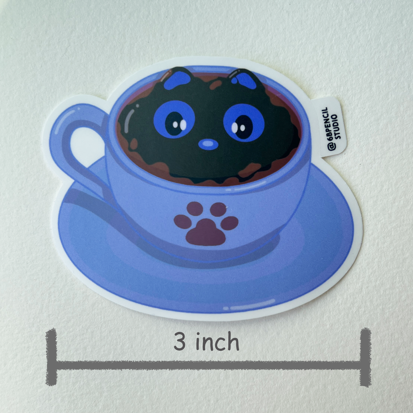 Tomo - Cute Black Cat in Coffee Cup Sticker