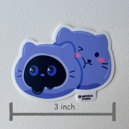 Tomo - Cat Mochi Sticker - Black Cat Character Sticker