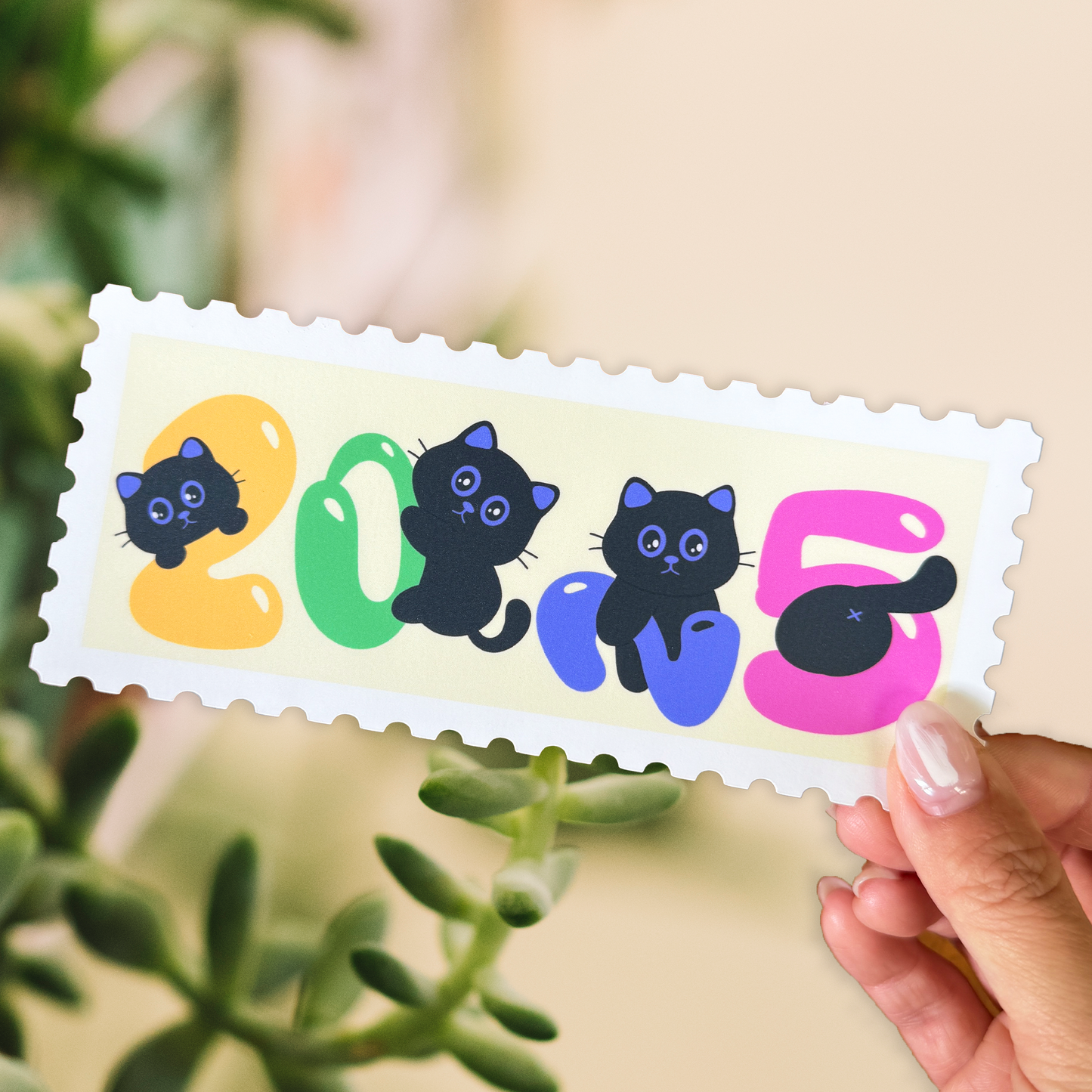 Tomo Cat - 2025 Cat Stamp Stickers - Cute New Year Banner Sticker