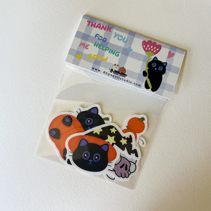 Tomo Cat - Halloween Spooky Cute Cat Sticker Pack - Halloween Sticker