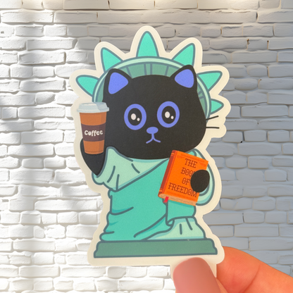 Tomo Cat - Statue of Liberty Cat Sticker - Coffee / Ice Cream & Donut Sticker