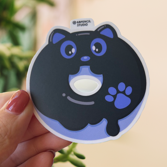 Tomo - Black Cat Donut Sticker - Black Cat Character Sticker
