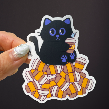 Tomo Cat - My Coffee Solution Sticker