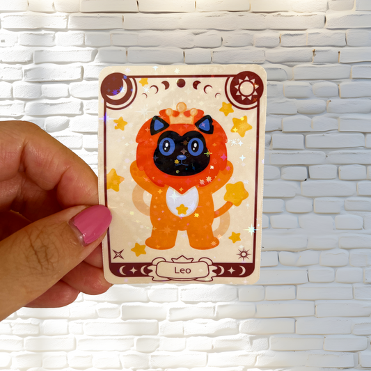 Tomo - Leo Zodiac Sticker- Holographic Sticker