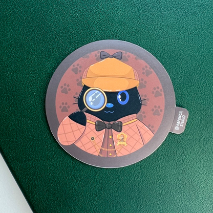 Detective Tomo - Detective Badge - Black Cat Sticker