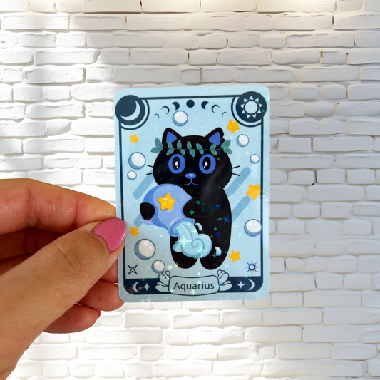 Tomo - Zodiac Sign - Aquarius- Holographic Sticker