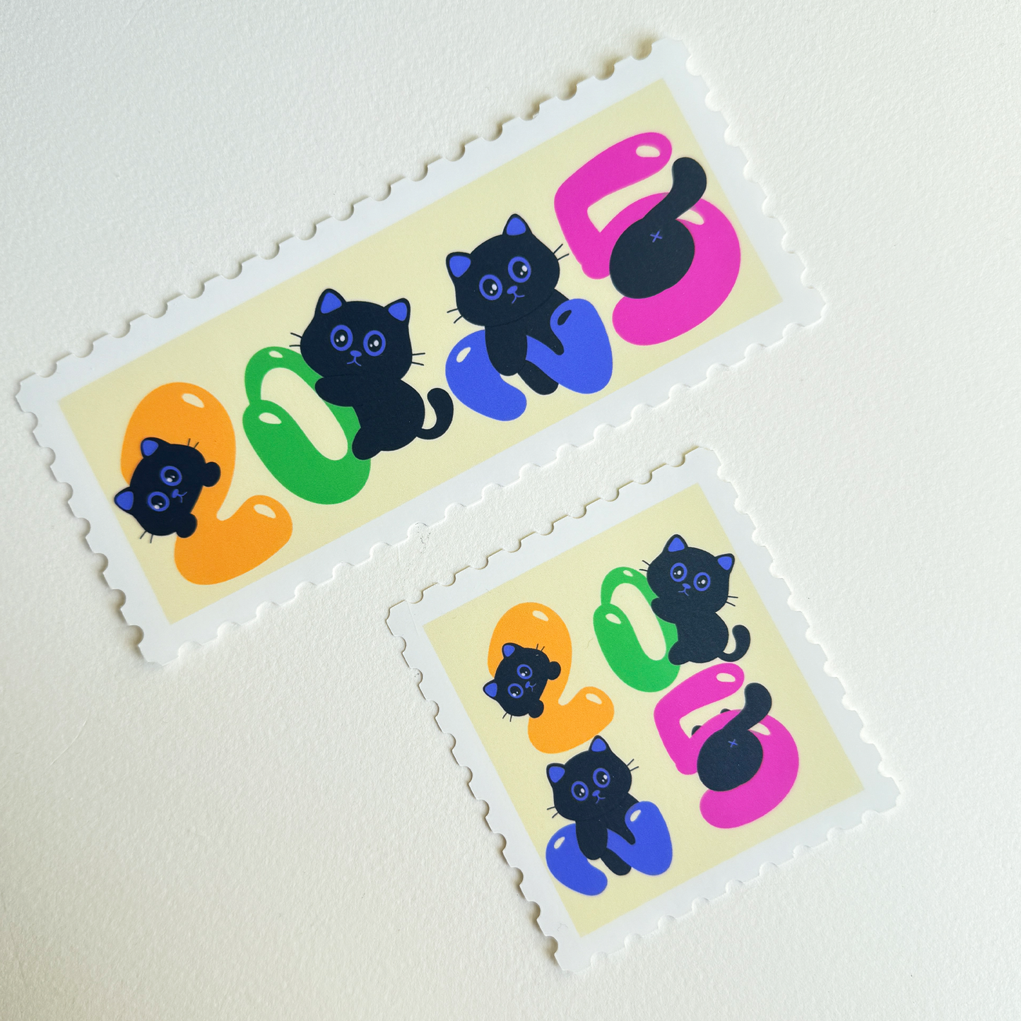 Tomo Cat - 2025 Cat Stamp Stickers - Cute New Year Banner Sticker