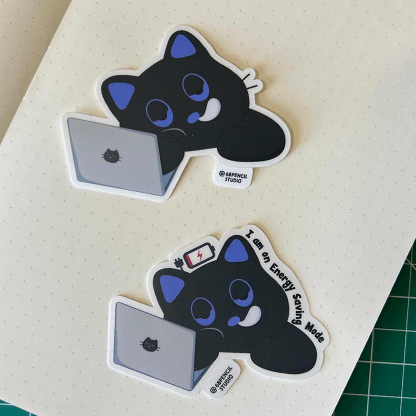 Tomo Cat - I am on Energy Saving Mode Sticker - Lazy Black Cat Sticker