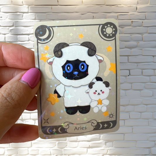 Tomo - Aries Zodiac Sticker- Holographic Sticker